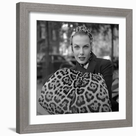 1949: Woman in Fur Fashion in New York City-Gordon Parks-Framed Photographic Print