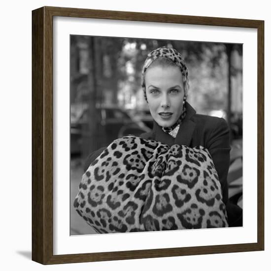 1949: Woman in Fur Fashion in New York City-Gordon Parks-Framed Photographic Print