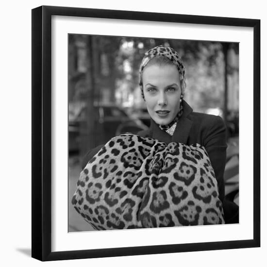 1949: Woman in Fur Fashion in New York City-Gordon Parks-Framed Photographic Print