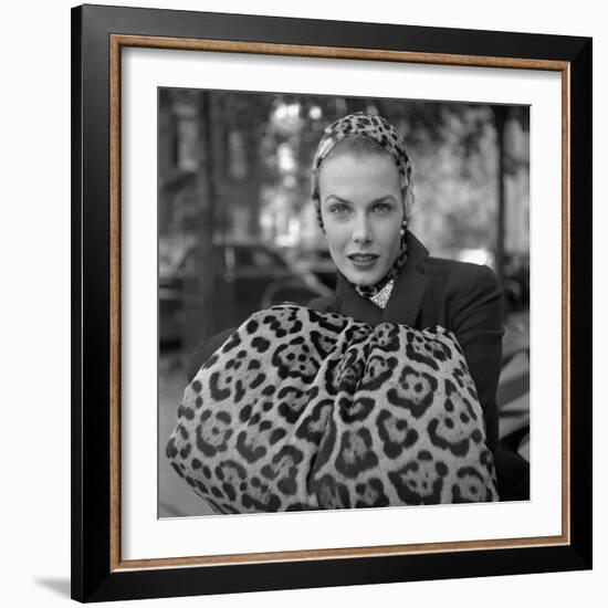 1949: Woman in Fur Fashion in New York City-Gordon Parks-Framed Photographic Print