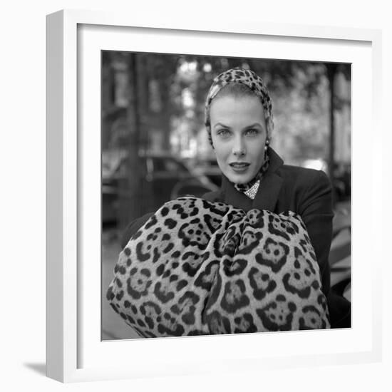 1949: Woman in Fur Fashion in New York City-Gordon Parks-Framed Photographic Print