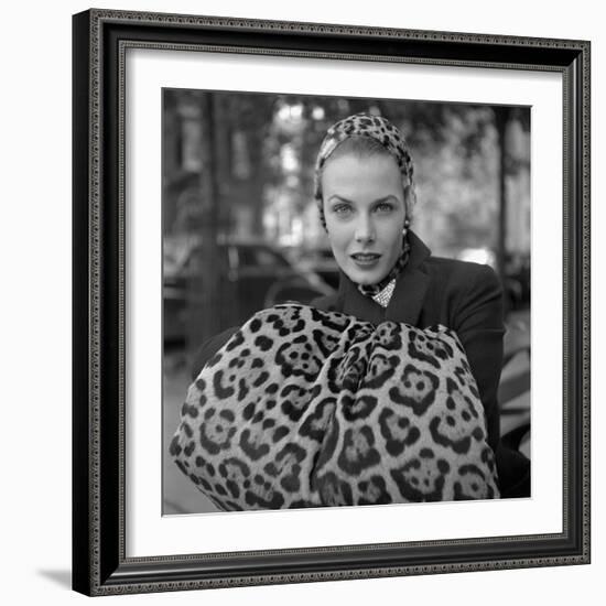 1949: Woman in Fur Fashion in New York City-Gordon Parks-Framed Photographic Print