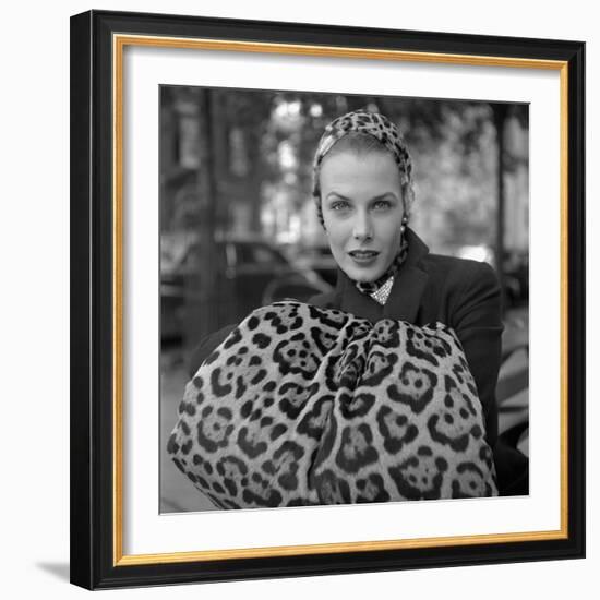 1949: Woman in Fur Fashion in New York City-Gordon Parks-Framed Photographic Print