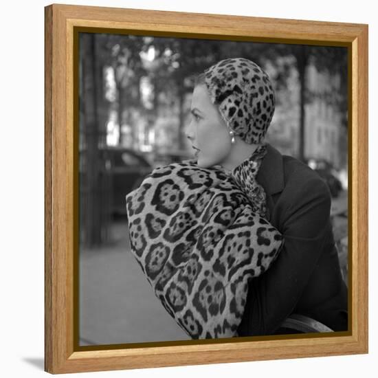 1949: Woman in Fur Fashion in New York City-Gordon Parks-Framed Premier Image Canvas