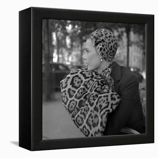 1949: Woman in Fur Fashion in New York City-Gordon Parks-Framed Premier Image Canvas