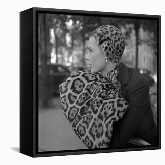 1949: Woman in Fur Fashion in New York City-Gordon Parks-Framed Premier Image Canvas