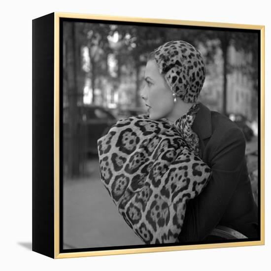 1949: Woman in Fur Fashion in New York City-Gordon Parks-Framed Premier Image Canvas