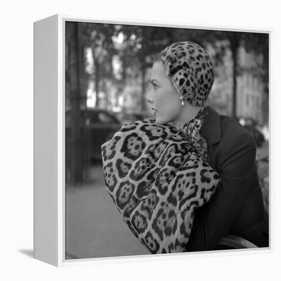 1949: Woman in Fur Fashion in New York City-Gordon Parks-Framed Premier Image Canvas