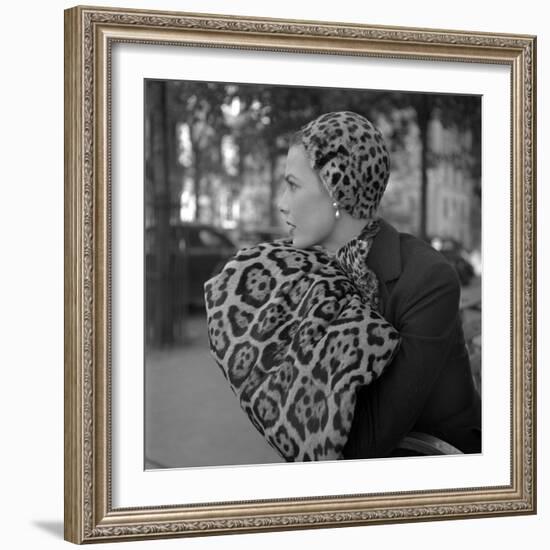 1949: Woman in Fur Fashion in New York City-Gordon Parks-Framed Photographic Print