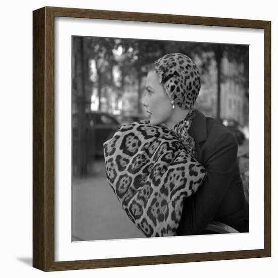 1949: Woman in Fur Fashion in New York City-Gordon Parks-Framed Photographic Print