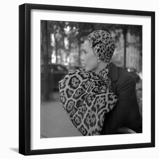 1949: Woman in Fur Fashion in New York City-Gordon Parks-Framed Photographic Print