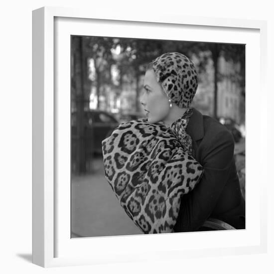 1949: Woman in Fur Fashion in New York City-Gordon Parks-Framed Photographic Print