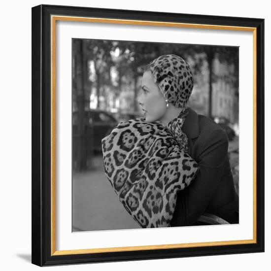 1949: Woman in Fur Fashion in New York City-Gordon Parks-Framed Photographic Print