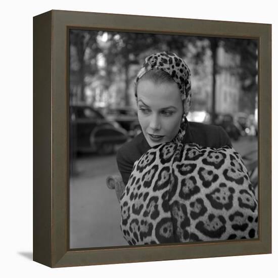 1949: Woman in Fur Fashion in New York City-Gordon Parks-Framed Premier Image Canvas