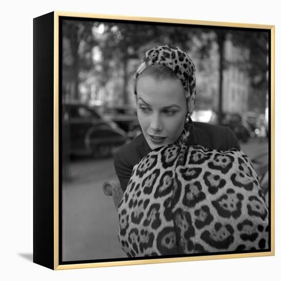 1949: Woman in Fur Fashion in New York City-Gordon Parks-Framed Premier Image Canvas