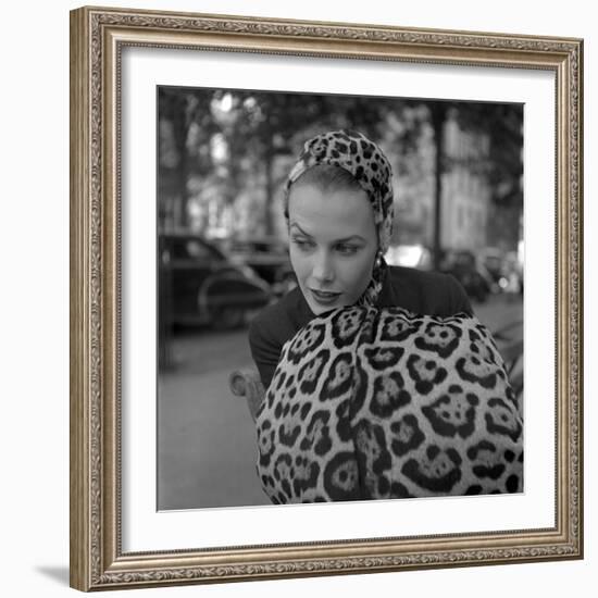 1949: Woman in Fur Fashion in New York City-Gordon Parks-Framed Photographic Print