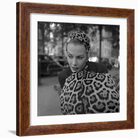 1949: Woman in Fur Fashion in New York City-Gordon Parks-Framed Photographic Print