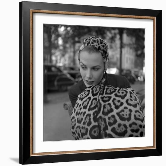 1949: Woman in Fur Fashion in New York City-Gordon Parks-Framed Photographic Print