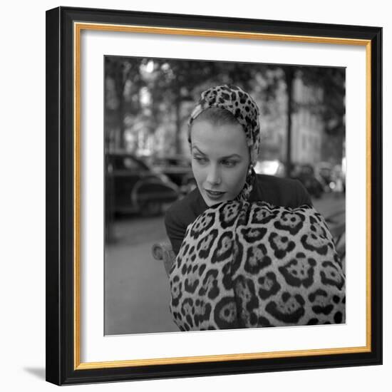 1949: Woman in Fur Fashion in New York City-Gordon Parks-Framed Photographic Print