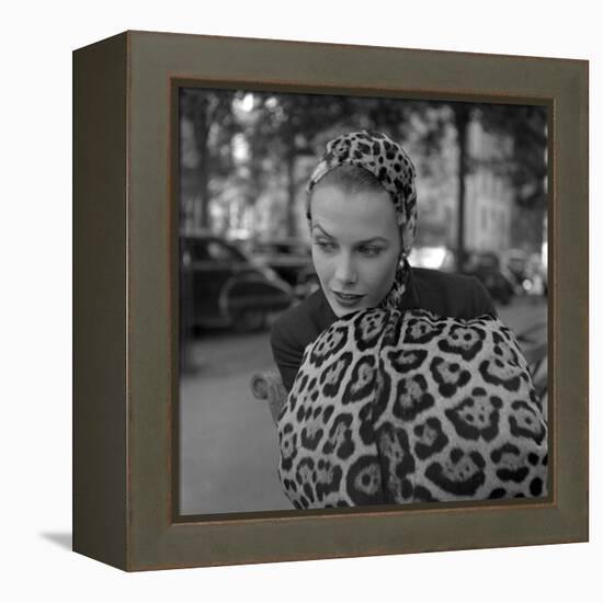 1949: Woman in Fur Fashion in New York City-Gordon Parks-Framed Premier Image Canvas
