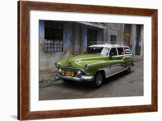 1950's Era Antique Car and Street Scene from Old Havana, Havana, Cuba-Adam Jones-Framed Photographic Print