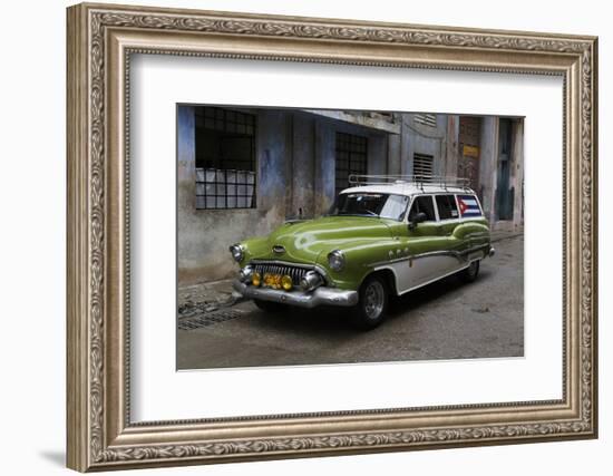 1950's Era Antique Car and Street Scene from Old Havana, Havana, Cuba-Adam Jones-Framed Photographic Print