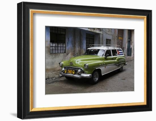 1950's Era Antique Car and Street Scene from Old Havana, Havana, Cuba-Adam Jones-Framed Photographic Print