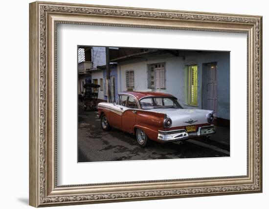 1950's Era Ford Fairlane and Colorful Buildings, Trinidad, Cuba-Adam Jones-Framed Photographic Print