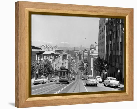 1950s-1960s Cable Car in San Francisco California-null-Framed Premier Image Canvas