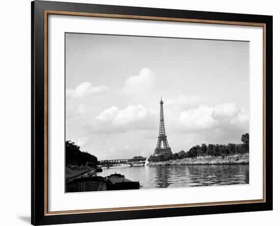 1950s-1960s Eiffel Tower Along River Seine Paris, France-null-Framed Photographic Print