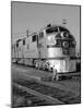 1950s-1960s Streamlined Burlington Route Railroad Train Diesel Locomotive Engine at Station-null-Mounted Photographic Print