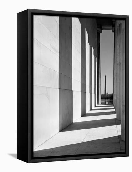 1950s-1960s Washington Monument Seen from Lincoln Memorial Washington DC-null-Framed Premier Image Canvas