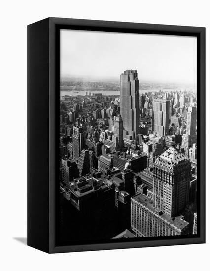 1950s Aerial View of Rockefeller Center Radio City in Middle Grand Central Station-null-Framed Premier Image Canvas