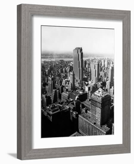 1950s Aerial View of Rockefeller Center Radio City in Middle Grand Central Station-null-Framed Photographic Print