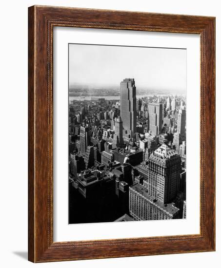 1950s Aerial View of Rockefeller Center Radio City in Middle Grand Central Station-null-Framed Photographic Print