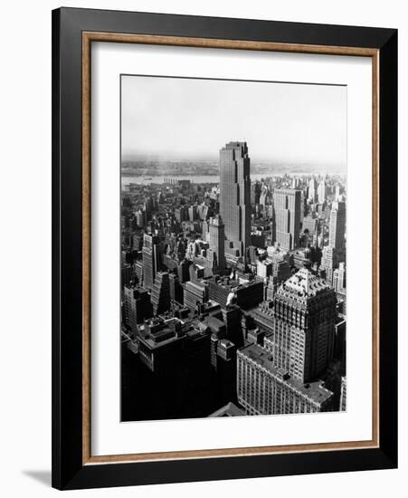 1950s Aerial View of Rockefeller Center Radio City in Middle Grand Central Station-null-Framed Photographic Print