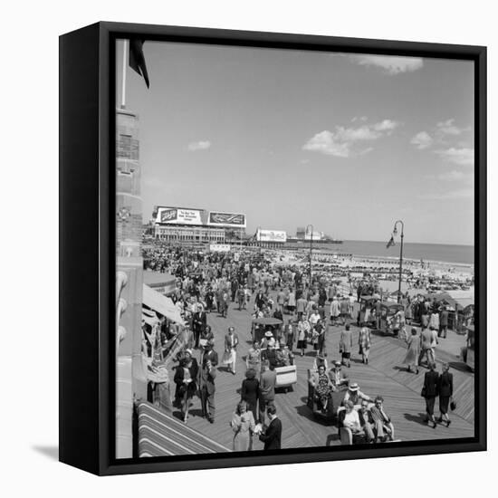 1950s Crowd People Men Women Children Boardwalk Atlantic City, NJ-null-Framed Premier Image Canvas