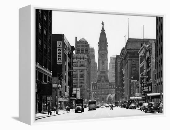 1950s Downtown Philadelphia,, PA  Looking South Down North Broad Street at City Hall-null-Framed Premier Image Canvas