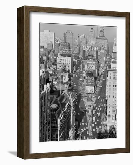 1950s Elevated View New York City Times Square Traffic Looking North to Duffy Square NYC-null-Framed Photographic Print