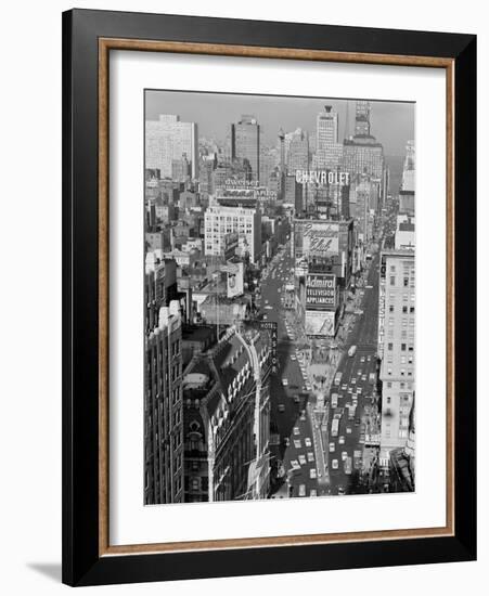 1950s Elevated View New York City Times Square Traffic Looking North to Duffy Square NYC-null-Framed Photographic Print