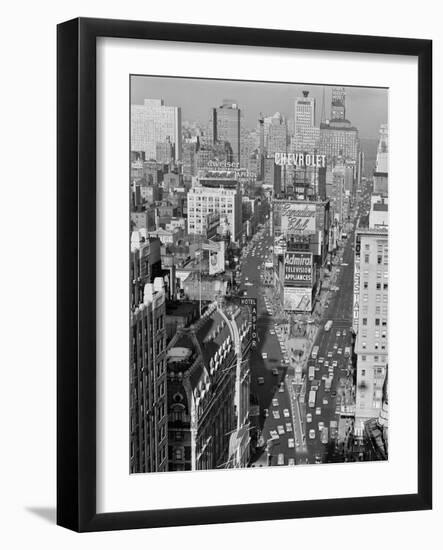 1950s Elevated View New York City Times Square Traffic Looking North to Duffy Square NYC-null-Framed Photographic Print