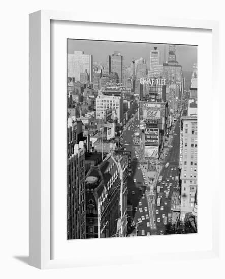 1950s Elevated View New York City Times Square Traffic Looking North to Duffy Square NYC-null-Framed Photographic Print