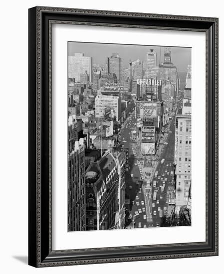 1950s Elevated View New York City Times Square Traffic Looking North to Duffy Square NYC-null-Framed Photographic Print