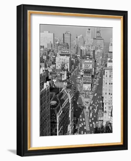 1950s Elevated View New York City Times Square Traffic Looking North to Duffy Square NYC-null-Framed Photographic Print