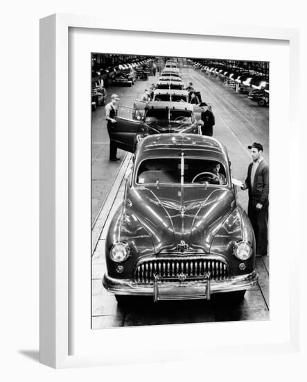 1950s Head-On View Buick Automobile Assembly Line Detroit, Michigan-null-Framed Photographic Print