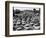 1950s Heavy Traffic Coming Off of the Ben Franklin Bridge Driving from Camden NJ-null-Framed Photographic Print