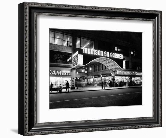 1950s Madison Square Garden Marquee Night West 49th Street Billing Ice Capades of 1953 Building-null-Framed Photographic Print