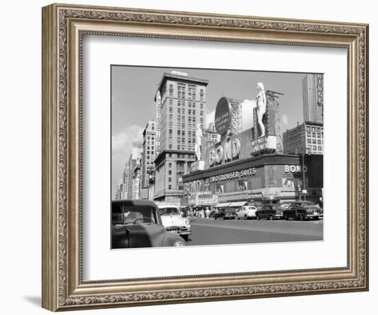 1950s New York City Times Square with Massive Bond Clothing Sign Between 44th and 45th Streets-null-Framed Photographic Print