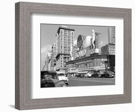 1950s New York City Times Square with Massive Bond Clothing Sign Between 44th and 45th Streets-null-Framed Photographic Print