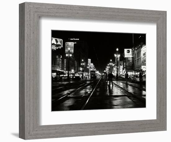 1950s Night Scene Canal Street New Orleans,, Louisiana-null-Framed Photographic Print